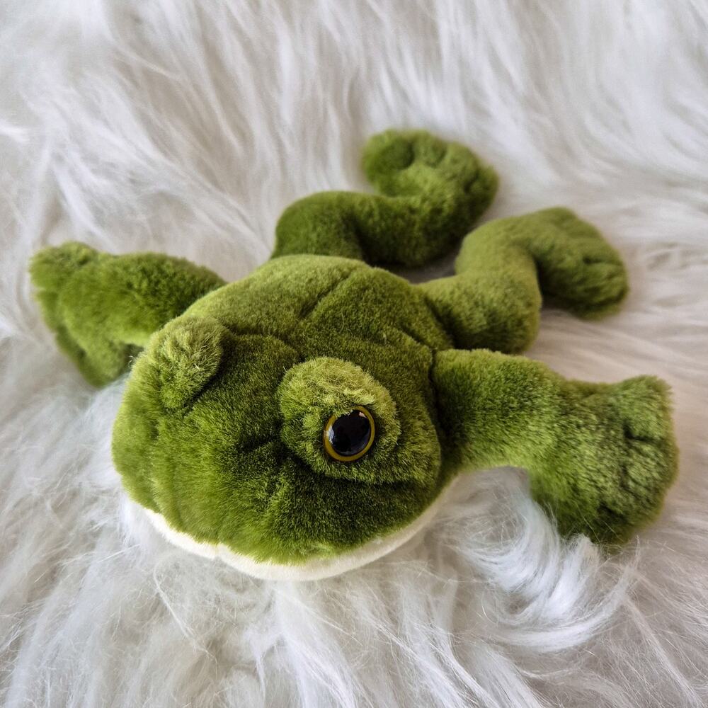Vintage Green Frog Croaking Sound Plush Toy Stuffed Animal